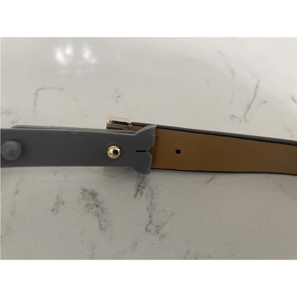 Brand New Kate Spade Bow Parchment Leather Belt Size LARGE Pinhole Closure - Picture 5 of 6